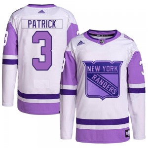 James Patrick New York Rangers Adidas Authentic White/Purple Hockey Fights Cancer Primegreen Jersey