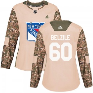 Women's Alex Belzile New York Rangers Adidas Authentic Camo Veterans Day Practice Jersey