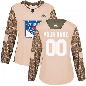 Women's Custom New York Rangers Adidas Authentic Camo Custom Veterans Day Practice Jersey