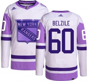Youth Alex Belzile New York Rangers Adidas Authentic Hockey Fights Cancer Jersey