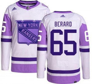 Youth Brett Berard New York Rangers Adidas Authentic Hockey Fights Cancer Jersey