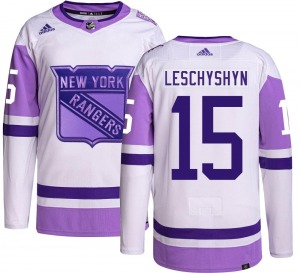 Youth Jake Leschyshyn New York Rangers Adidas Authentic Hockey Fights Cancer Jersey