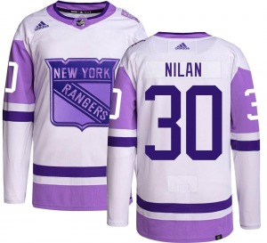 Youth Chris Nilan New York Rangers Adidas Authentic Hockey Fights Cancer Jersey
