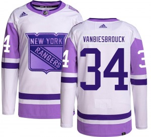 Youth John Vanbiesbrouck New York Rangers Adidas Authentic Hockey Fights Cancer Jersey