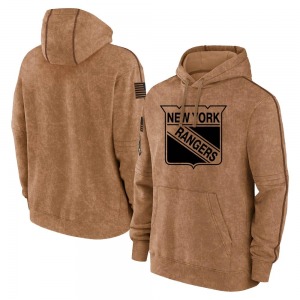 New York Rangers Brown 2023 Salute to Service Club Pullover Hoodie