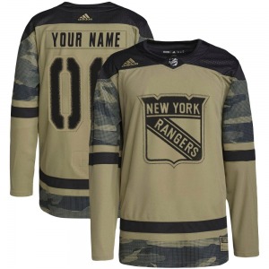 Custom New York Rangers Adidas Authentic Camo Custom Military Appreciation Practice Jersey
