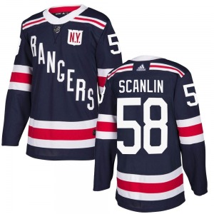 Youth Brandon Scanlin New York Rangers Adidas Authentic Navy Blue 2018 Winter Classic Home Jersey