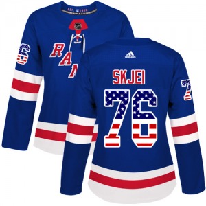Women's Brady Skjei New York Rangers Adidas Authentic Royal Blue USA Flag Fashion Jersey