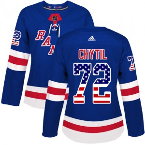Women's Filip Chytil New York Rangers Adidas Authentic Royal Blue USA Flag Fashion Jersey