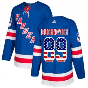 Pavel Buchnevich New York Rangers Adidas Authentic Royal Blue USA Flag Fashion Jersey