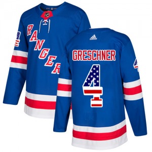 Youth Ron Greschner New York Rangers Adidas Authentic Royal Blue USA Flag Fashion Jersey