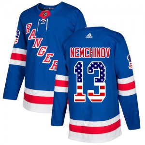 Sergei Nemchinov New York Rangers Adidas Authentic Royal Blue USA Flag Fashion Jersey
