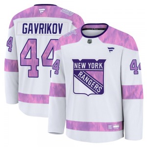Vladislav Gavrikov New York Rangers Fanatics Premium White 2024 Hockey Fights Cancer Practice Jersey