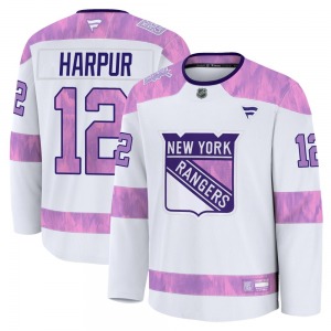 Ben Harpur New York Rangers Fanatics Premium White 2024 Hockey Fights Cancer Practice Jersey