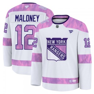 Don Maloney New York Rangers Fanatics Premium White 2024 Hockey Fights Cancer Practice Jersey