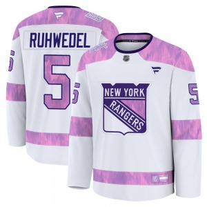 Chad Ruhwedel New York Rangers Fanatics Premium White 2024 Hockey Fights Cancer Practice Jersey