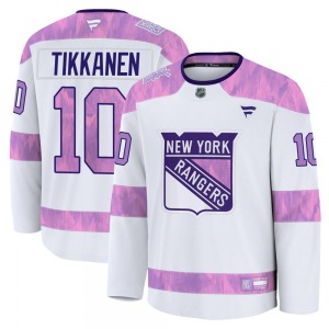 Esa Tikkanen New York Rangers Fanatics Premium White 2024 Hockey Fights Cancer Practice Jersey