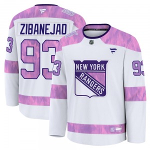 Mika Zibanejad New York Rangers Fanatics Premium White 2024 Hockey Fights Cancer Practice Jersey