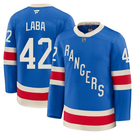 Youth Noah Laba New York Rangers Fanatics Premium Blue Centennial Jersey