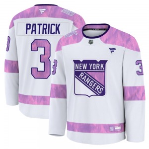Youth James Patrick New York Rangers Fanatics Premium White 2024 Hockey Fights Cancer Practice Jersey