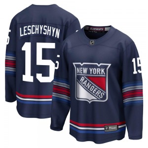 Youth Jake Leschyshyn New York Rangers Fanatics Branded Premier Navy Breakaway Alternate Jersey