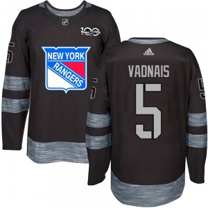 Youth Carol Vadnais New York Rangers Authentic Black 1917-2017 100th Anniversary Jersey