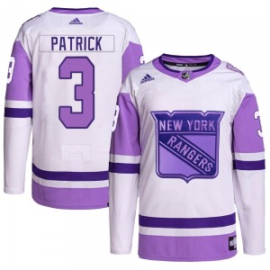 Youth James Patrick New York Rangers Adidas Authentic White/Purple Hockey Fights Cancer Primegreen Jersey