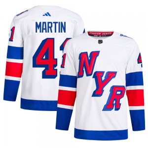 Spencer Martin New York Rangers Adidas Authentic White 2024 Stadium Series Primegreen Jersey