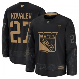 Alex Kovalev New York Rangers Fanatics Premium Black 2024 Military Appreciation Practice Jersey