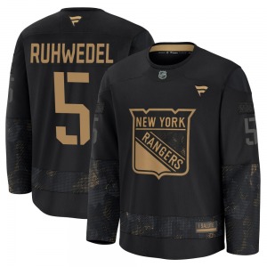 Chad Ruhwedel New York Rangers Fanatics Premium Black 2024 Military Appreciation Practice Jersey