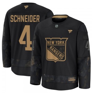 Braden Schneider New York Rangers Fanatics Premium Black 2024 Military Appreciation Practice Jersey