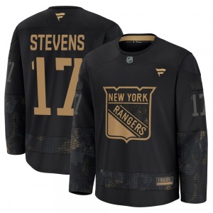Kevin Stevens New York Rangers Fanatics Premium Black 2024 Military Appreciation Practice Jersey