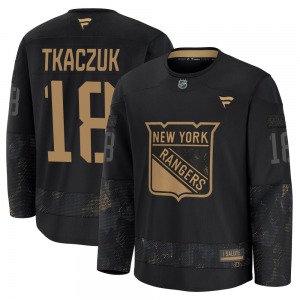 Walt Tkaczuk New York Rangers Fanatics Premium Black 2024 Military Appreciation Practice Jersey