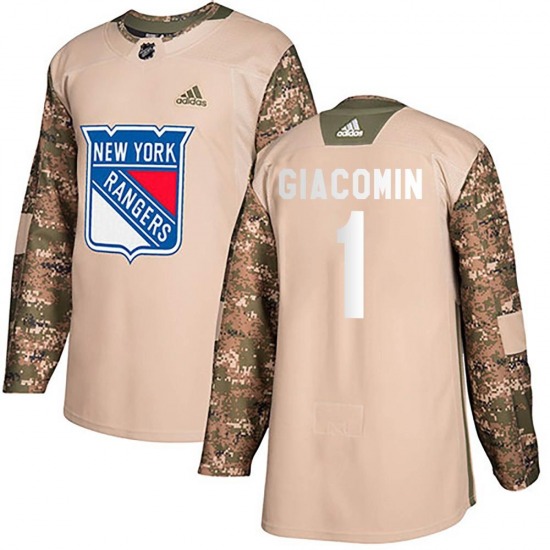 Youth Eddie Giacomin New York Rangers Adidas Authentic Camo Veterans Day Practice Jersey