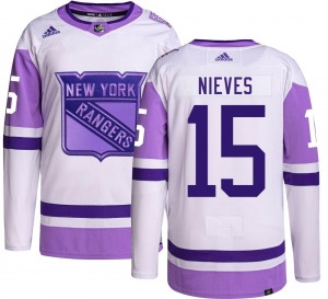 Boo Nieves New York Rangers Adidas Authentic Hockey Fights Cancer Jersey