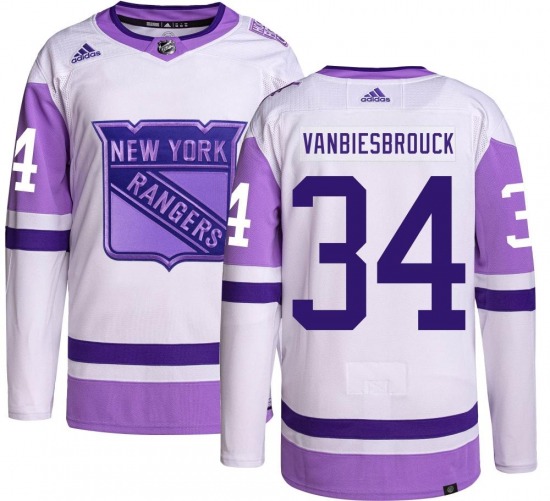 John Vanbiesbrouck New York Rangers Adidas Authentic Hockey Fights Cancer Jersey
