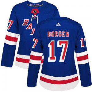Women's Will Borgen New York Rangers Adidas Authentic Royal Blue Home Jersey