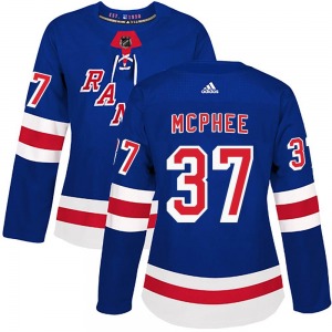 Women's George Mcphee New York Rangers Adidas Authentic Royal Blue Home Jersey