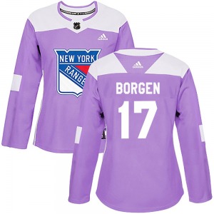 Women's Will Borgen New York Rangers Adidas Authentic Purple Fights Cancer Practice Jersey