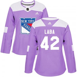Women's Noah Laba New York Rangers Adidas Authentic Purple Fights Cancer Practice Jersey