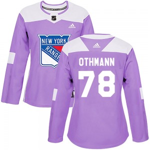 Women's Brennan Othmann New York Rangers Adidas Authentic Purple Fights Cancer Practice Jersey