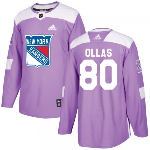 Youth Hugo Ollas New York Rangers Adidas Authentic Purple Fights Cancer Practice Jersey