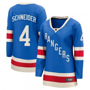 Women's Braden Schneider New York Rangers Fanatics Breakaway Blue Centennial Jersey