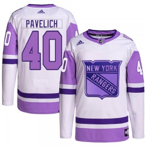 Mark Pavelich New York Rangers Adidas Authentic White/Purple Hockey Fights Cancer Primegreen Jersey