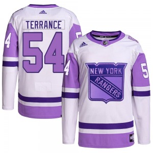 Carey Terrance New York Rangers Adidas Authentic White/Purple Hockey Fights Cancer Primegreen Jersey