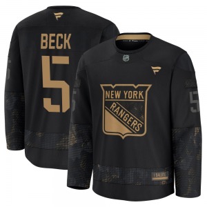 Youth Barry Beck New York Rangers Fanatics Premium Black 2024 Military Appreciation Practice Jersey