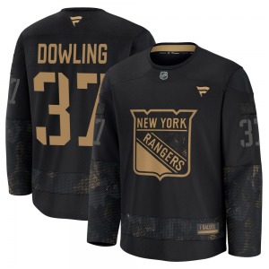 Youth Justin Dowling New York Rangers Fanatics Premium Black 2024 Military Appreciation Practice Jersey