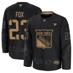 Youth Adam Fox New York Rangers Fanatics Premium Black 2024 Military Appreciation Practice Jersey