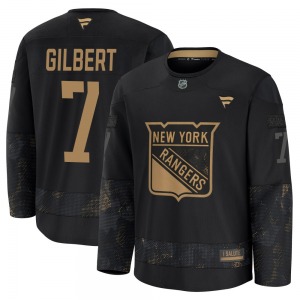 Youth Rod Gilbert New York Rangers Fanatics Premium Black 2024 Military Appreciation Practice Jersey