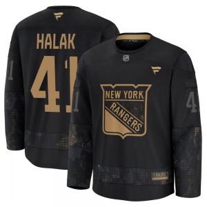 Youth Jaroslav Halak New York Rangers Fanatics Premium Black 2024 Military Appreciation Practice Jersey